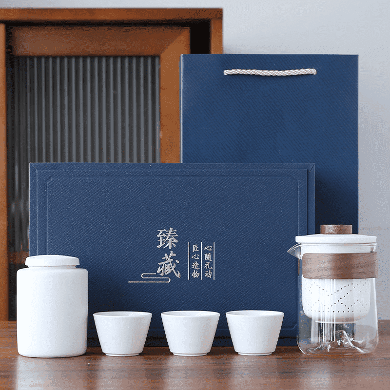 Confezione regalo per set da tè aziendale personalizzato con taccuino e penna