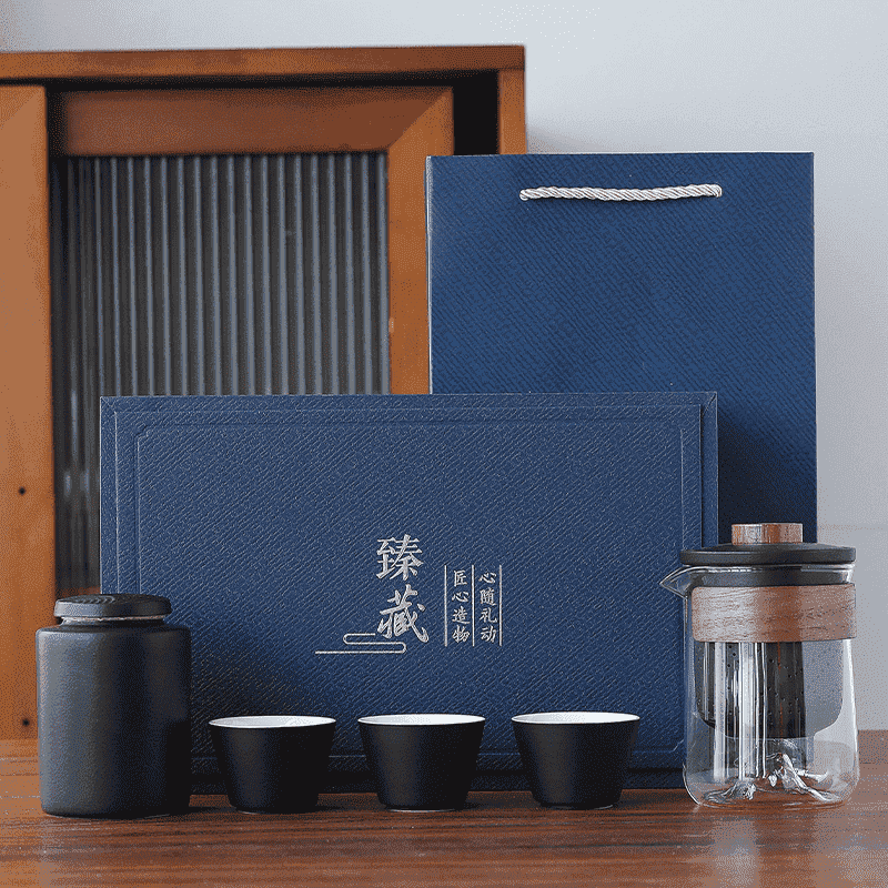 Confezione regalo per set da tè aziendale personalizzato con taccuino e penna
