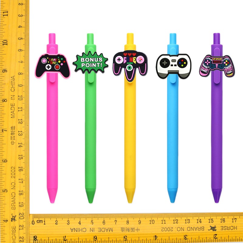 Penna gel inchiostro nero retrattile con ciondolo in silicone per controller di gioco