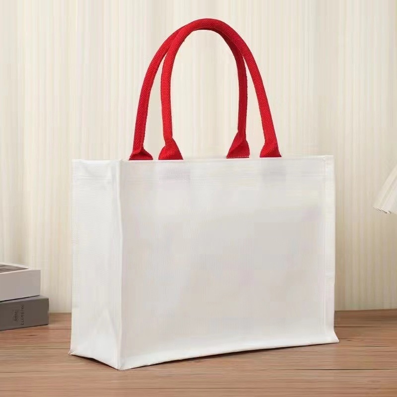 Borsa tote regalo in tela personalizzata con manico a contrasto