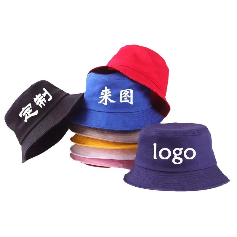 Cappello da pescatore in cotone bianco con logo personalizzato