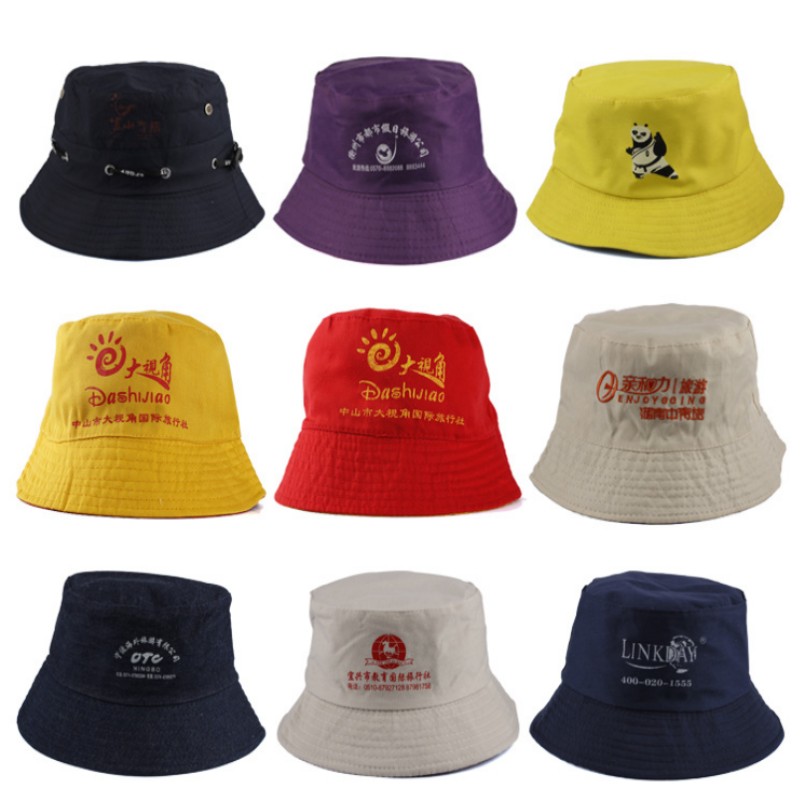 Cappello da pescatore in cotone bianco con logo personalizzato