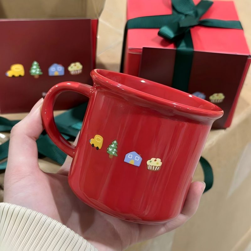 Divertente tazza da caffè in ceramica in stile smalto rosso