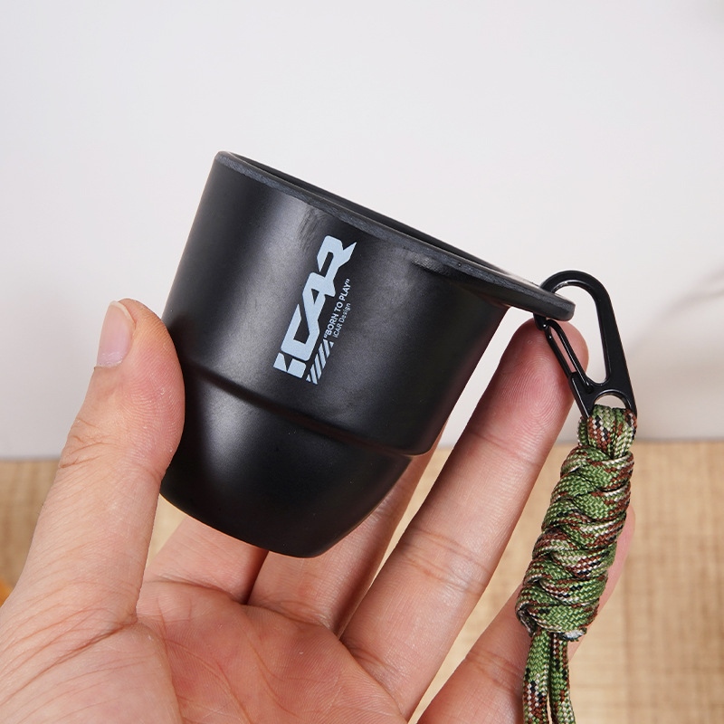 Mini tazza da viaggio per esterni personalizzata in fibra di bambù appesa al collo
