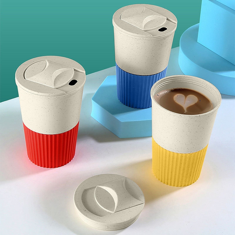 Tazza da viaggio riutilizzabile per caffè in paglia di grano