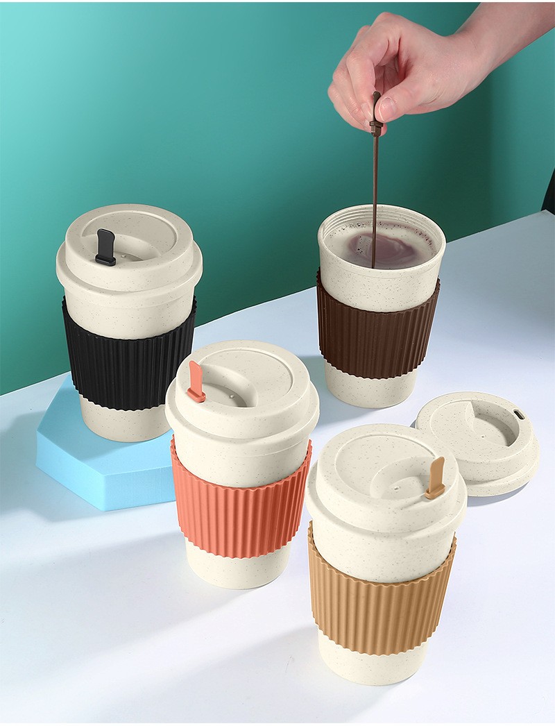 Tazza da viaggio riutilizzabile per caffè in paglia di grano