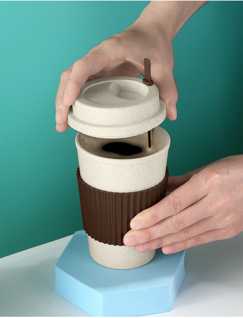 Tazza da viaggio riutilizzabile per caffè in paglia di grano Tazza da viaggio riutilizzabile per caffè in paglia di grano