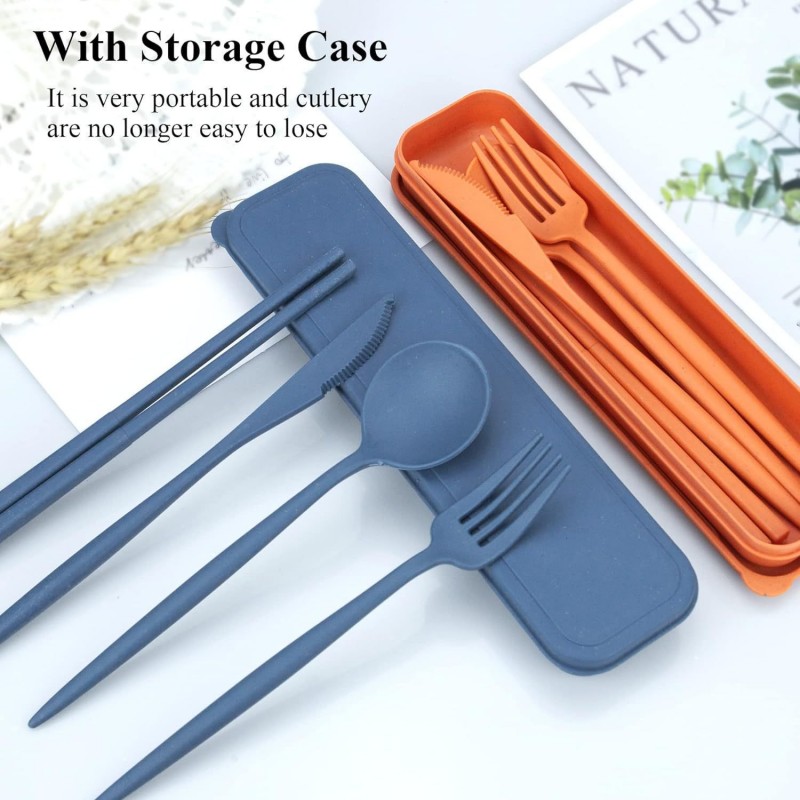 Set di utensili portatili in paglia di grano con custodia