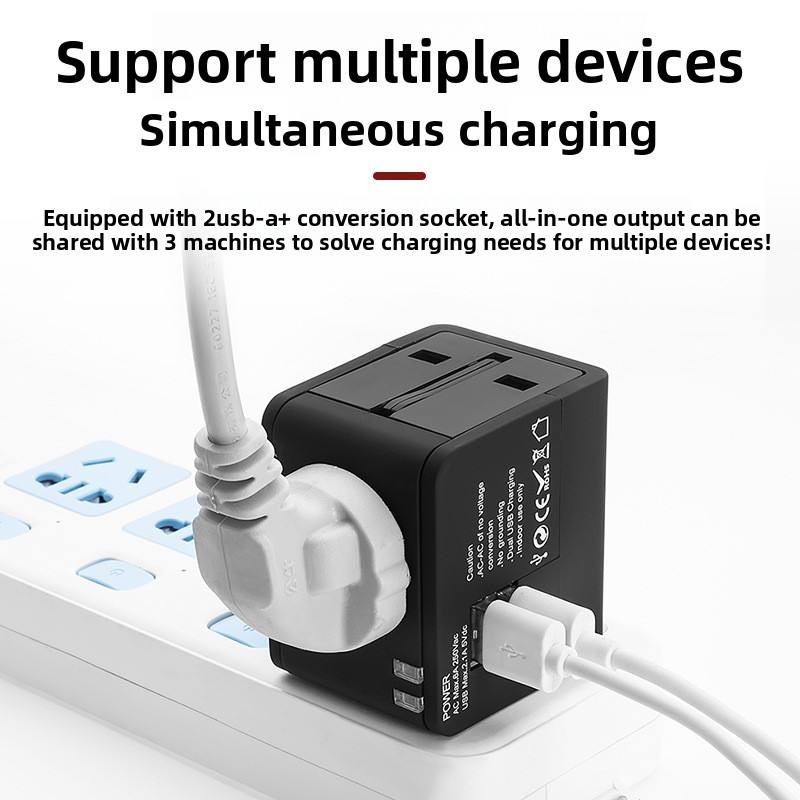 Adattatore da viaggio universale con doppie porte USB