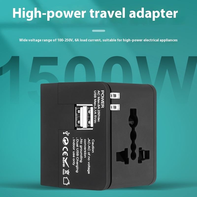 Adattatore da viaggio universale con doppie porte USB
