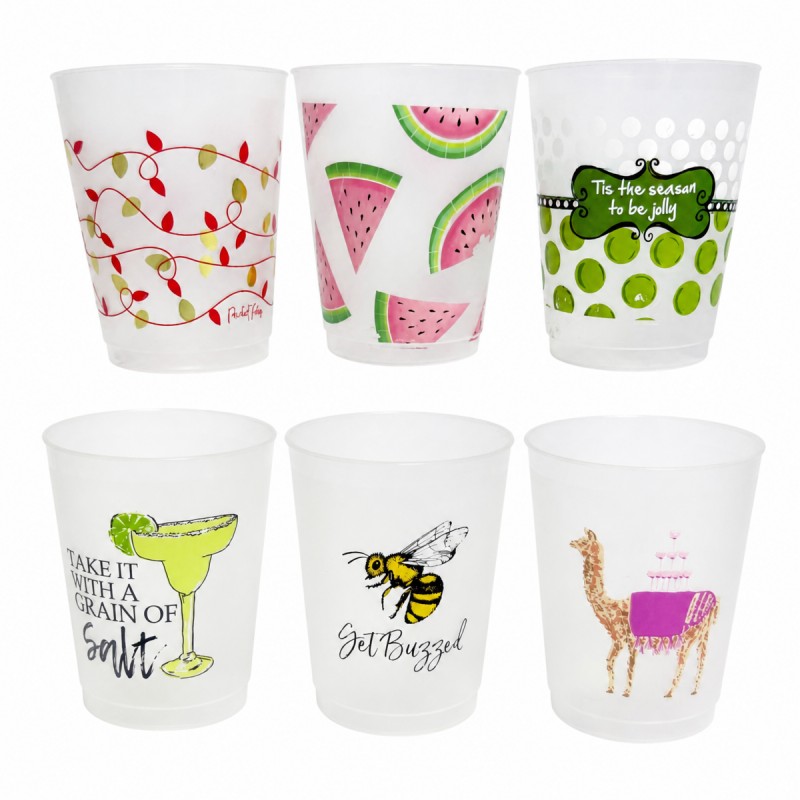 Tazza da stadio in plastica satinata da 16 once con logo personalizzato
