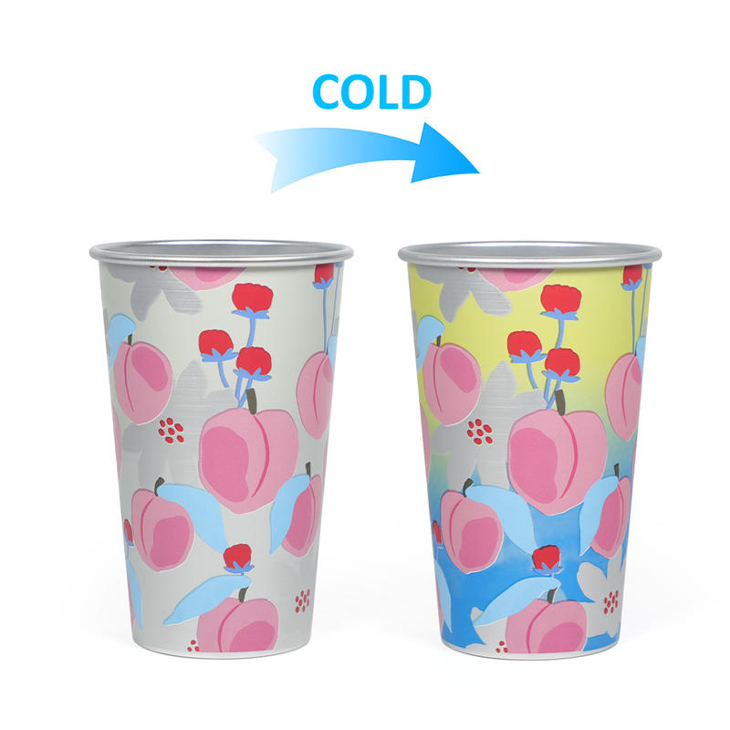 Tazza per feste riutilizzabile in alluminio che cambia colore da 470 ml