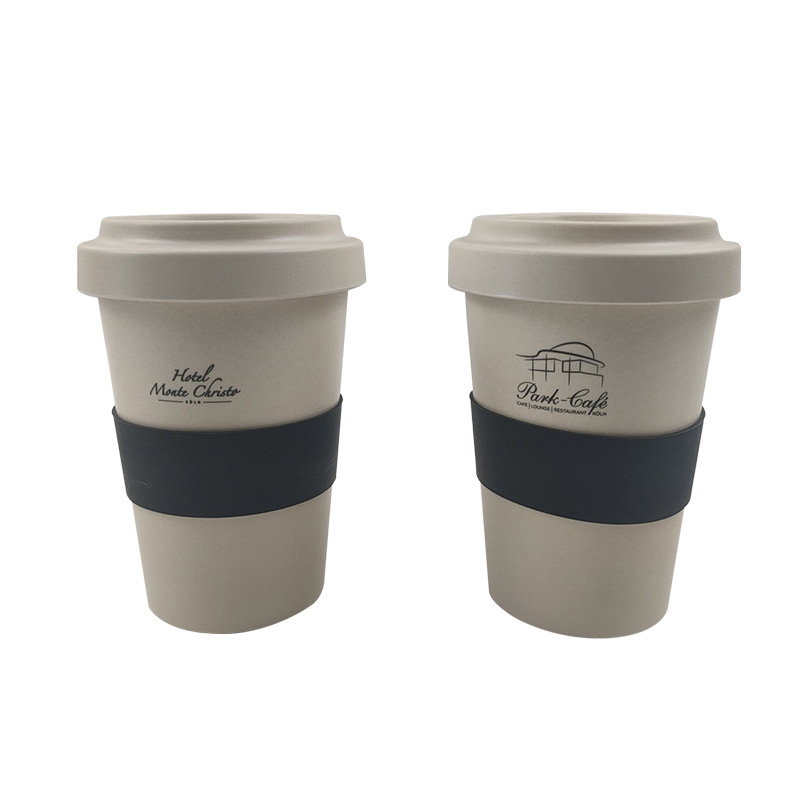 Tazza da caffè riutilizzabile in fibra di bambù con coperchio in polvere di bambù Tazza da caffè riutilizzabile in fibra di bambù con coperchio in polvere di bambù