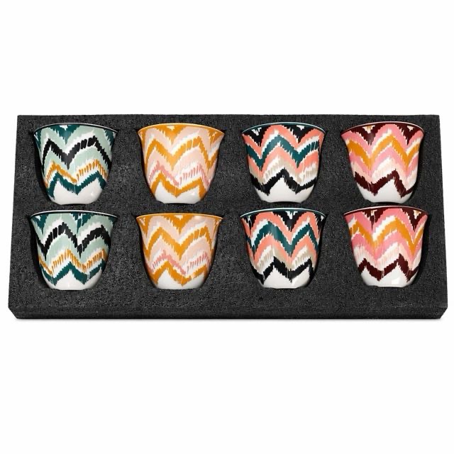 Set regalo da 8 tazze in ceramica Boho Wave per tè espresso