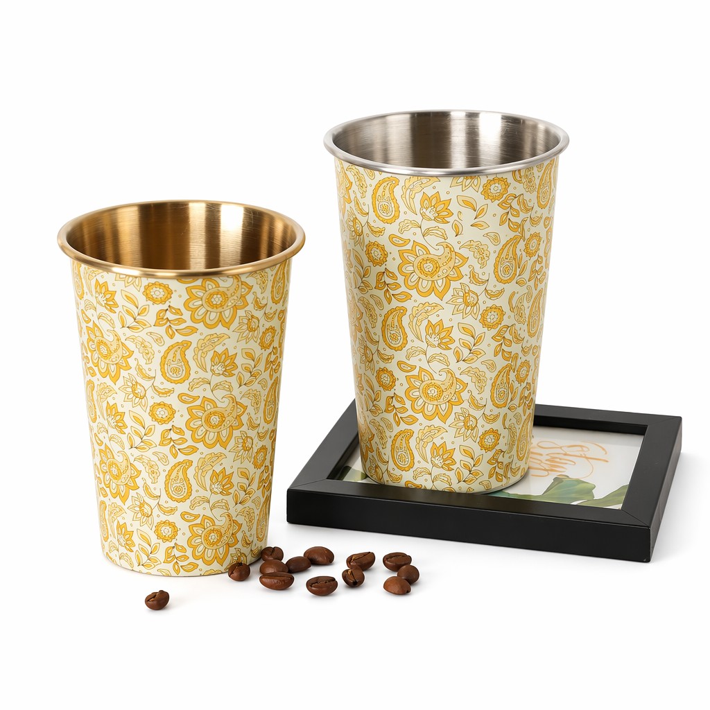 Tazza bicchiere in acciaio inossidabile Boho Paisley