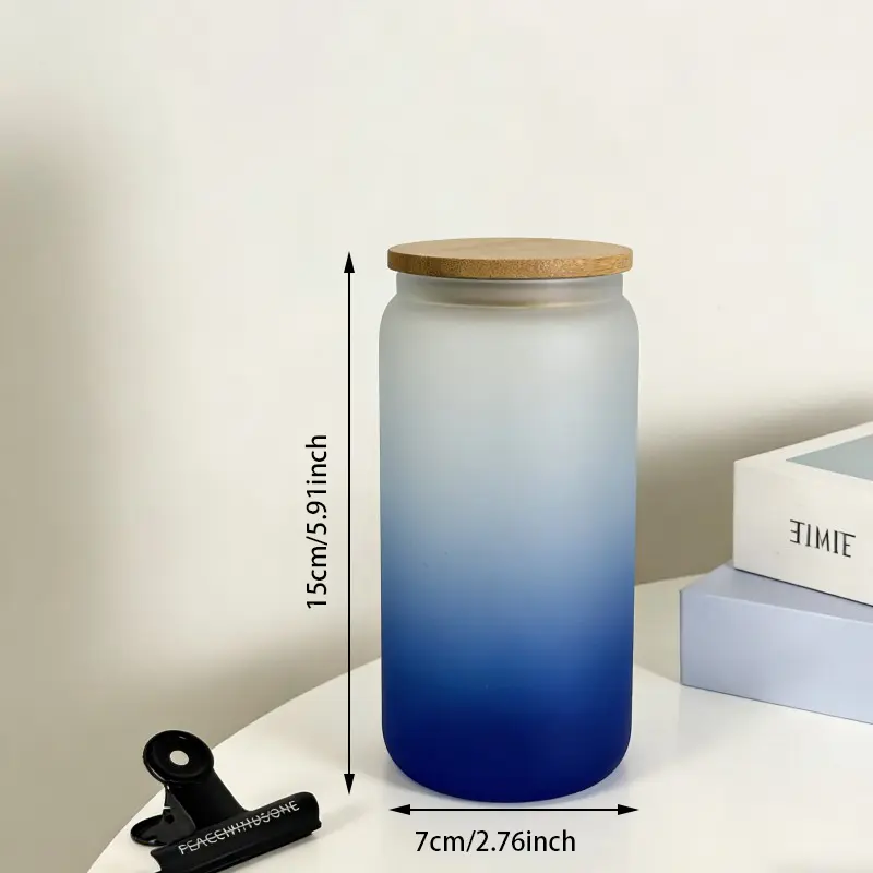 Bicchieri per lattine in vetro borosilicato con coperchi in bambù