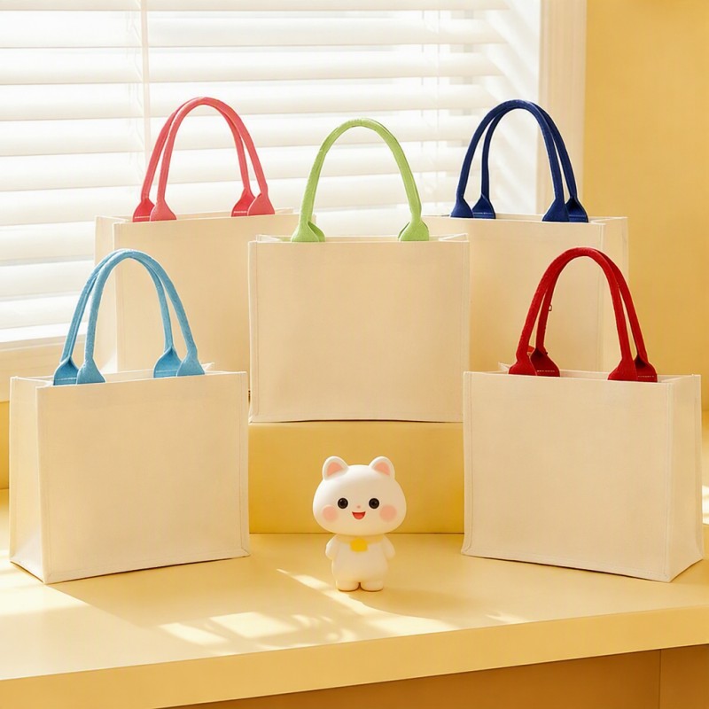 Borsa tote regalo in tela personalizzata con manico a contrasto