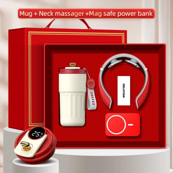 Power Bank con massaggiatore per tazze, confezione regalo 3 in 1 con logo personalizzato