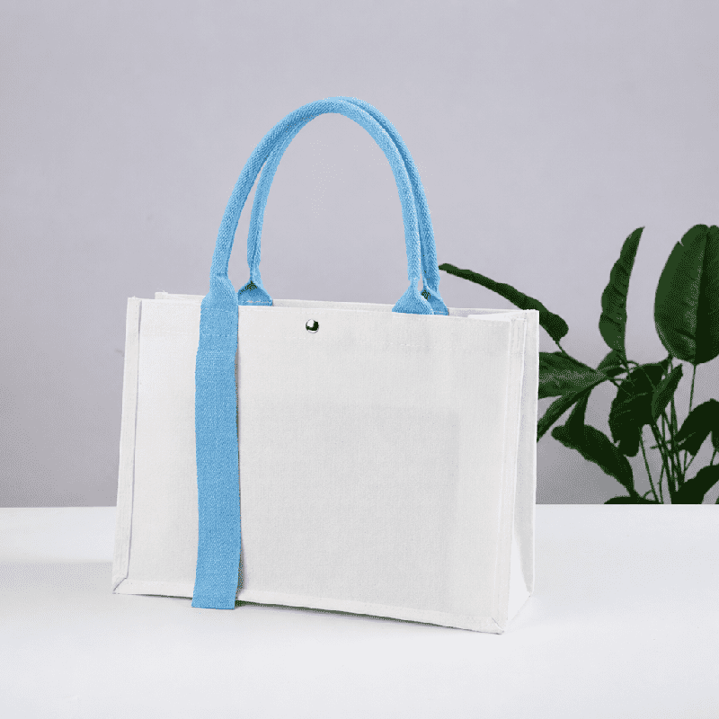 Borsa tote regalo in tela personalizzata con manico a contrasto Borsa tote regalo in tela personalizzata con manico a contrasto