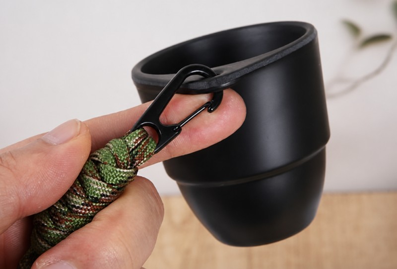 Mini tazza da viaggio per esterni personalizzata in fibra di bambù appesa al collo