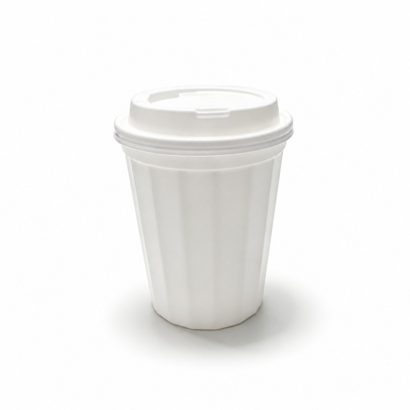 Bicchiere di plastica a coste personalizzato da 16 once con coperchio