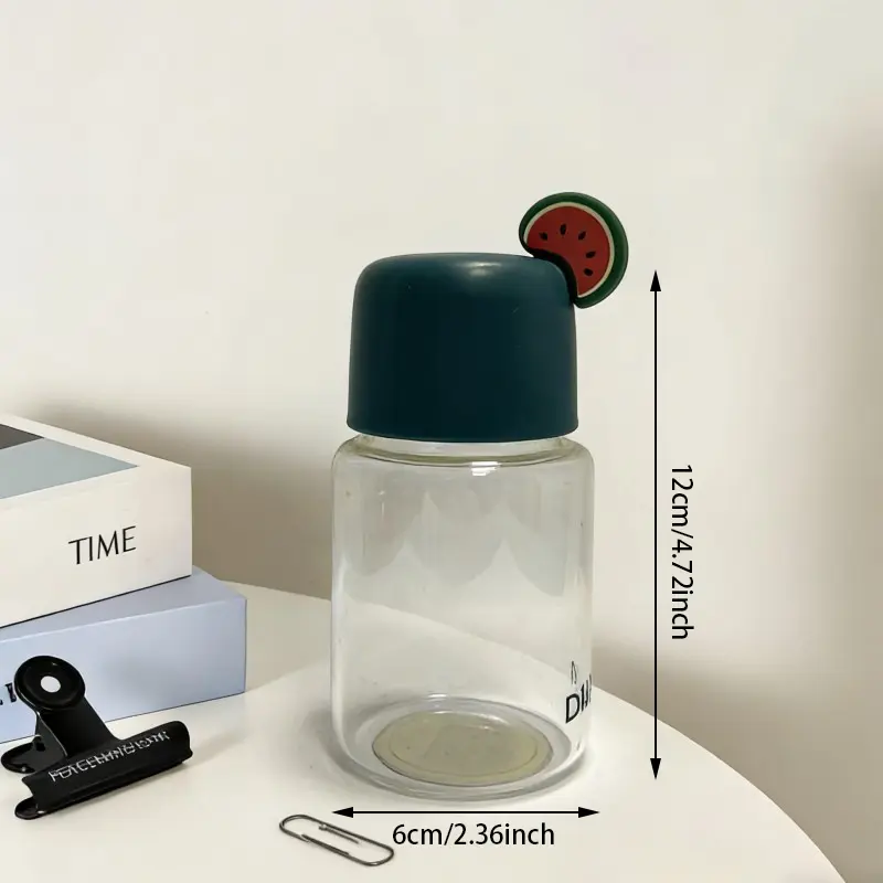 Mini bottiglia d'acqua in vetro con manico in silicone con linguetta a strappo
