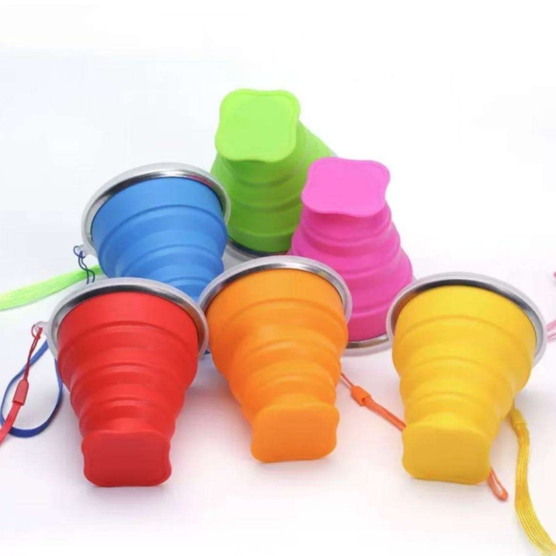 Tazza da viaggio portatile in silicone pieghevole
