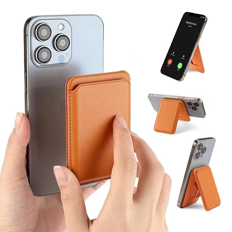 Porta carte magnetiche MagSafe in pelle PU con cavalletto