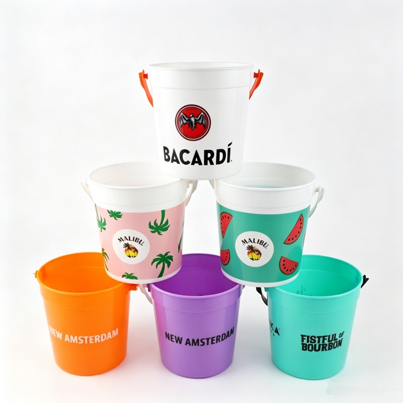 Secchiello per il ghiaccio in plastica piccolo personalizzato | Con Maniglia