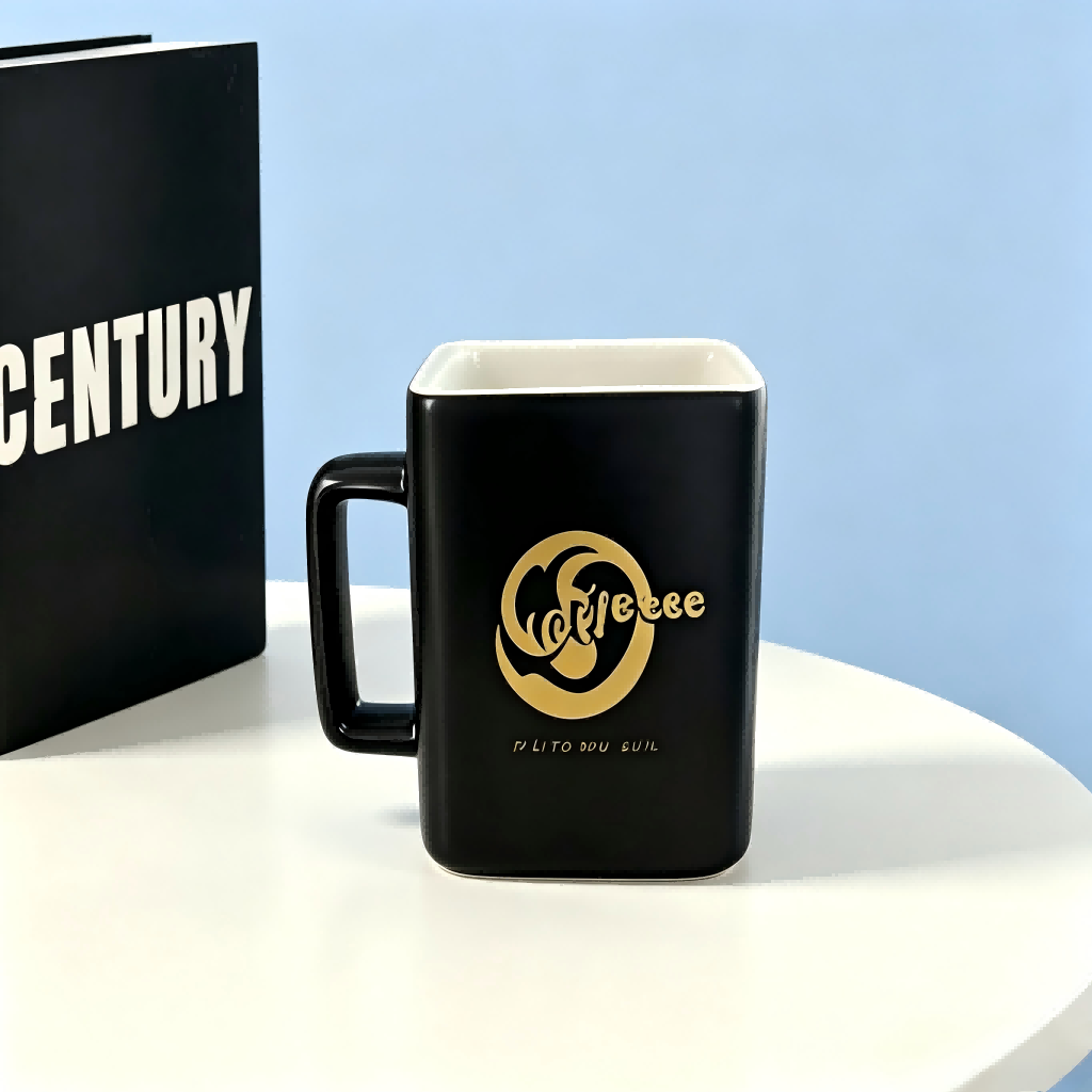 Tazza da caffè quadrata in ceramica lamina d'oro