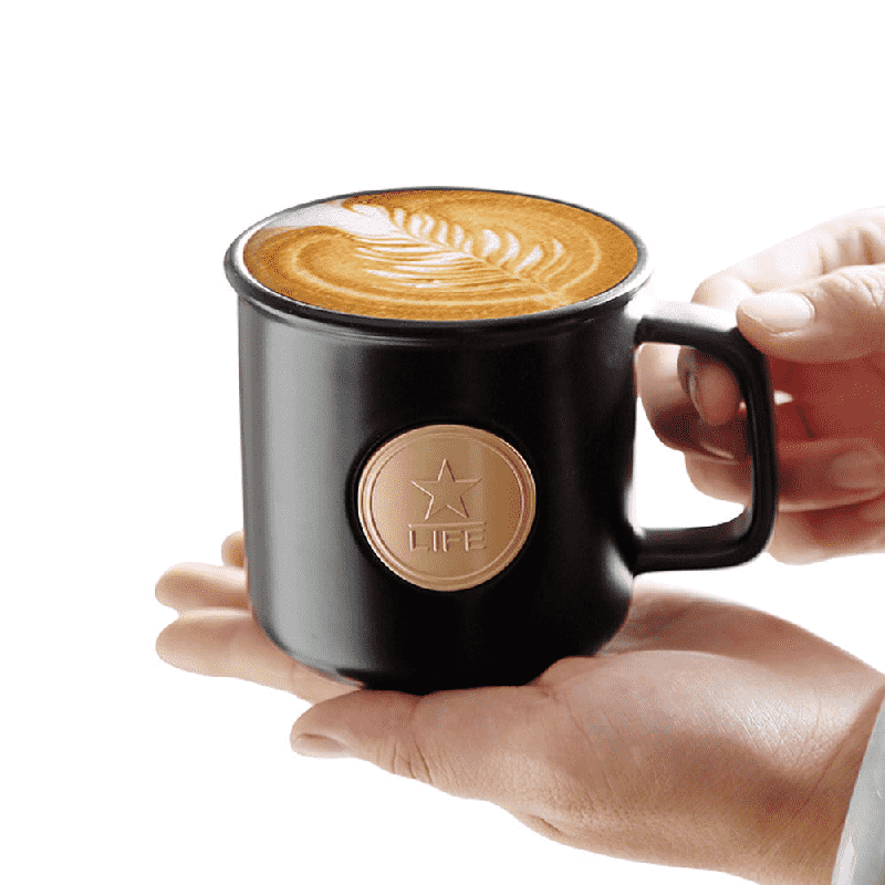 Tazza da caffè in ceramica Star LIFE con coperchio e cucchiaio