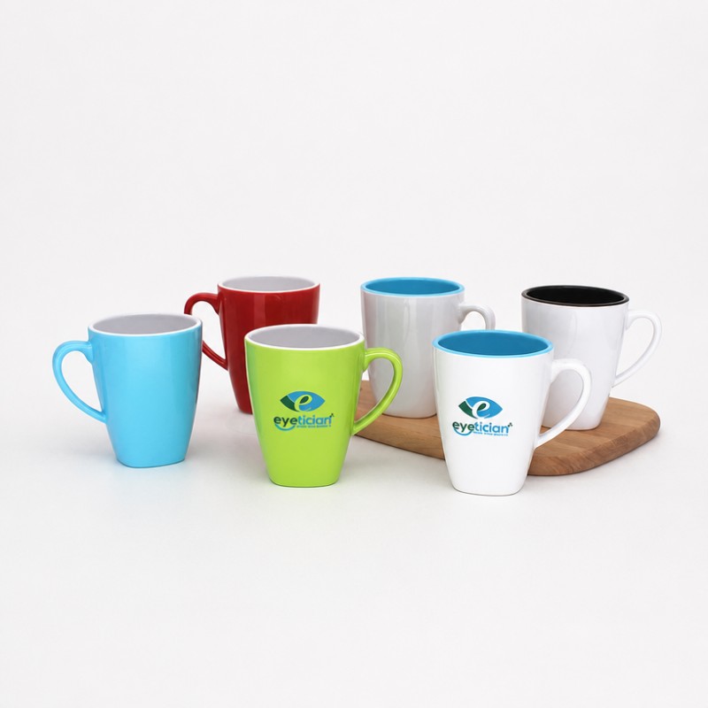 Tazza da caffè in ceramica con logo personalizzato bicolore Tazza da caffè in ceramica con logo personalizzato bicolore