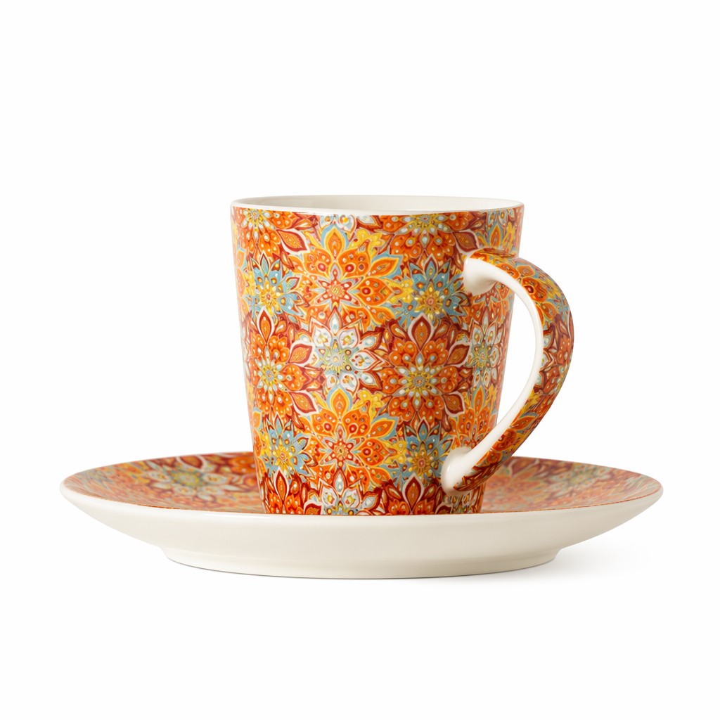 Tazza Da Caffè In Ceramica Floreale Con Piattino