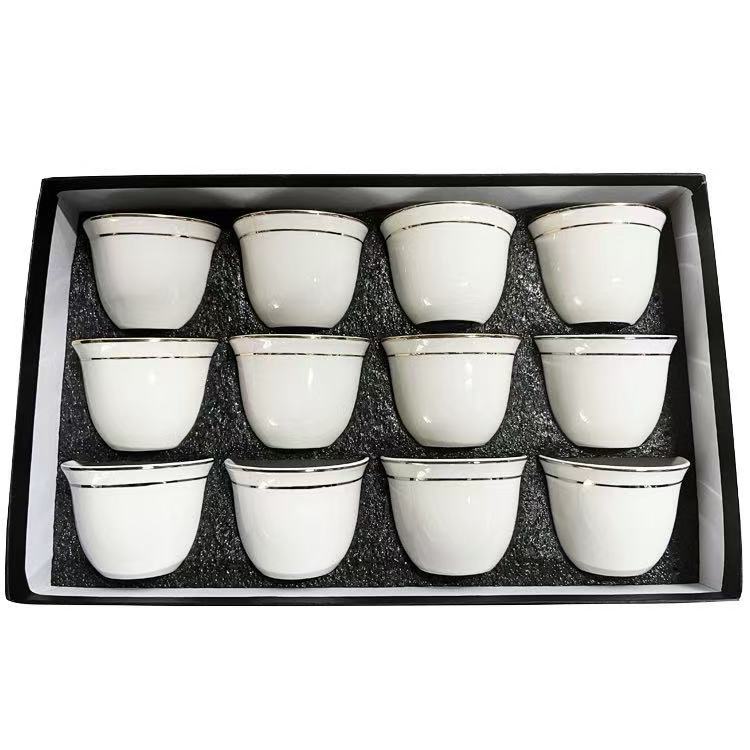 Tazza da tè in porcellana con bordo oro bianco per la cerimonia del tè cinese
